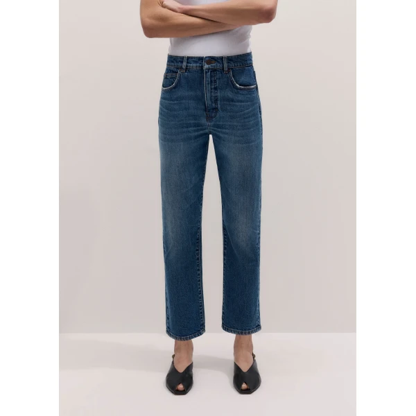 ME+EM Slim Crop Jean in Authentic Mid Blue Wash