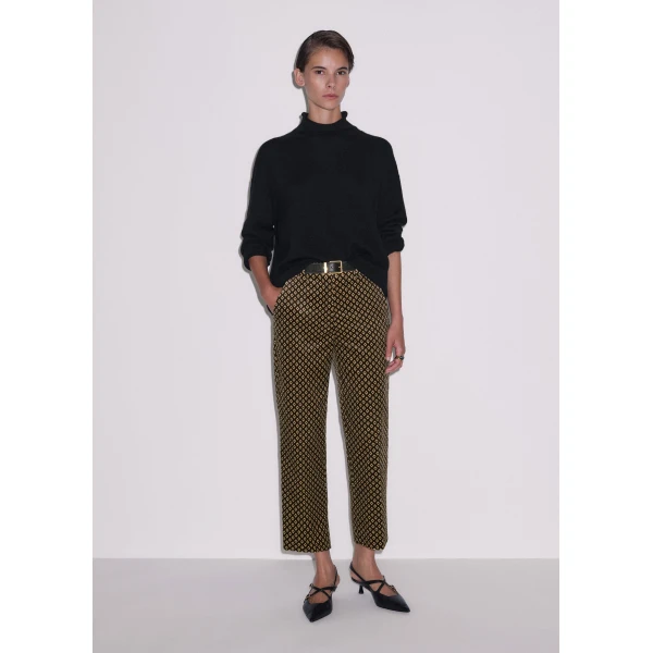 ME+EM Slim Crop Trouser in Brown Multi