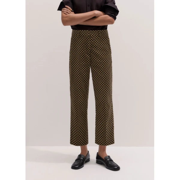 ME+EM Slim Crop Trouser in Brown Multi