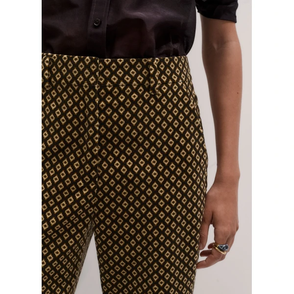 ME+EM Slim Crop Trouser in Brown Multi