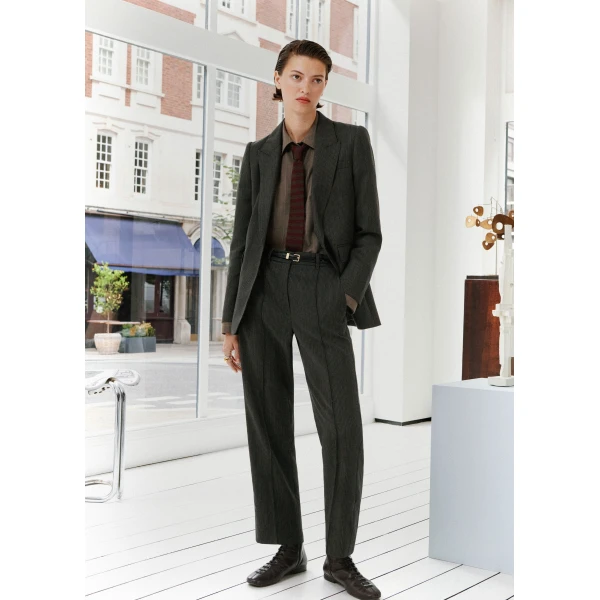 ME+EM Slim Crop Trouser in Grey Multi