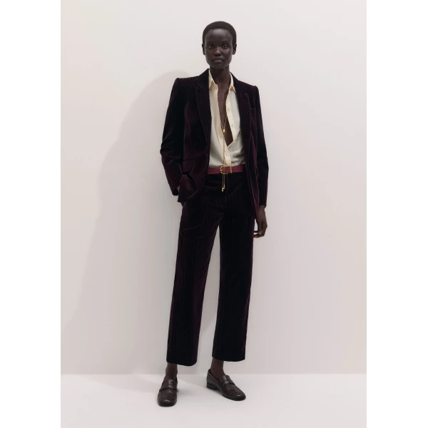 ME+EM Slim Crop Trouser in Merlot