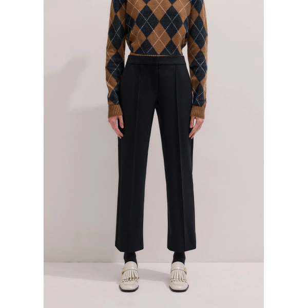 ME+EM Slim Crop Tux Trouser in Black, view 2 | Pants | Coveti