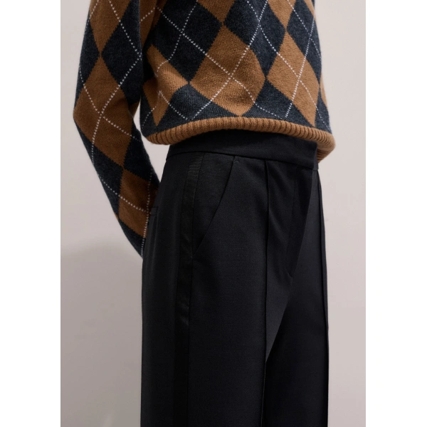 ME+EM Slim Crop Tux Trouser in Black, view 3 | Pants | Coveti