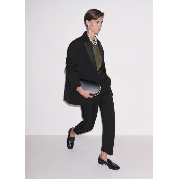 ME+EM Slim Crop Tux Trouser in Black, view 4 | Pants | Coveti
