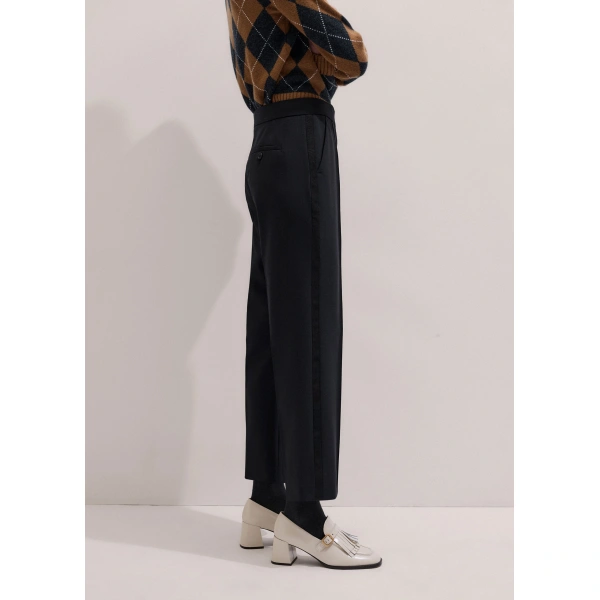 ME+EM Slim Crop Tux Trouser in Black, view 5 | Pants | Coveti