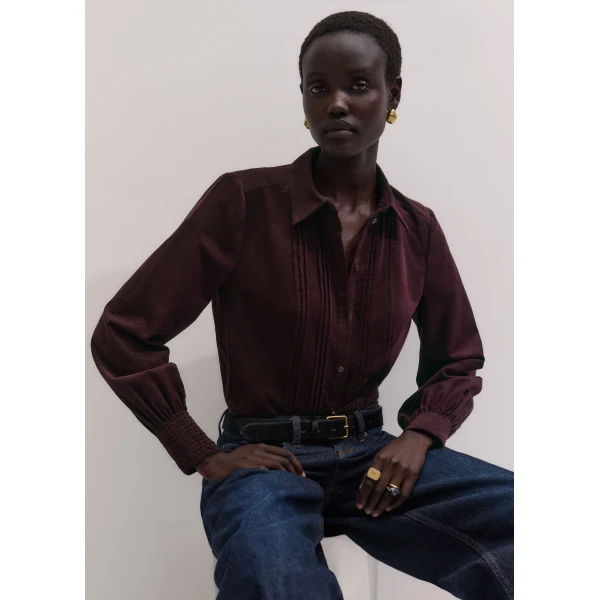 ME+EM Slim Winter Blouse in Merlot