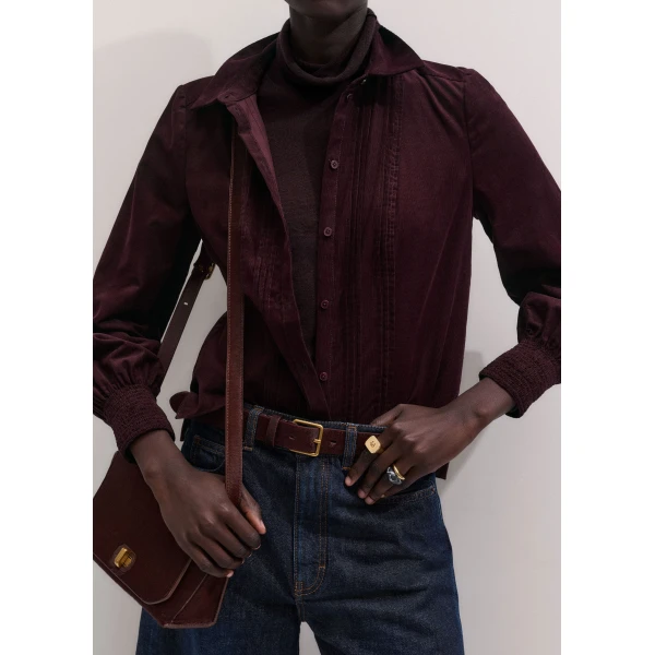 ME+EM Slim Winter Blouse in Merlot