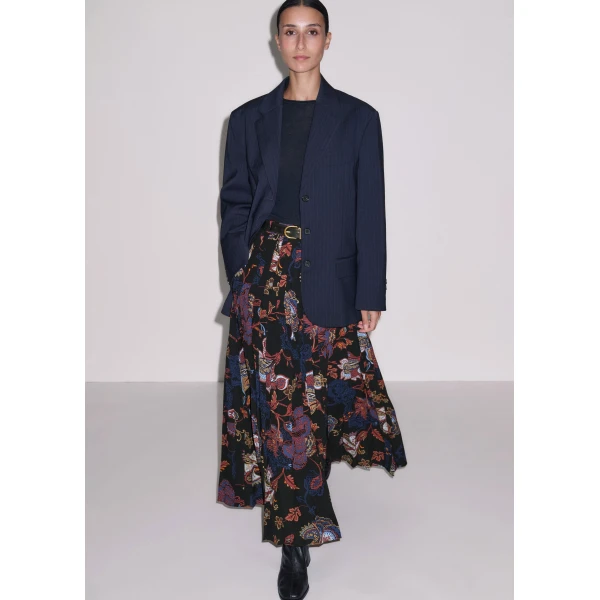 ME+EM Slit Full-Length Skirt in Black Multi
