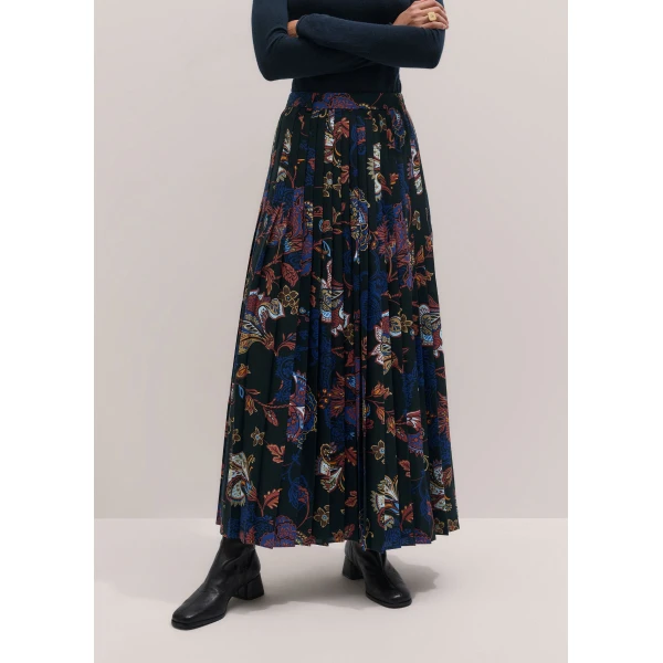 ME+EM Slit Full-Length Skirt in Black Multi