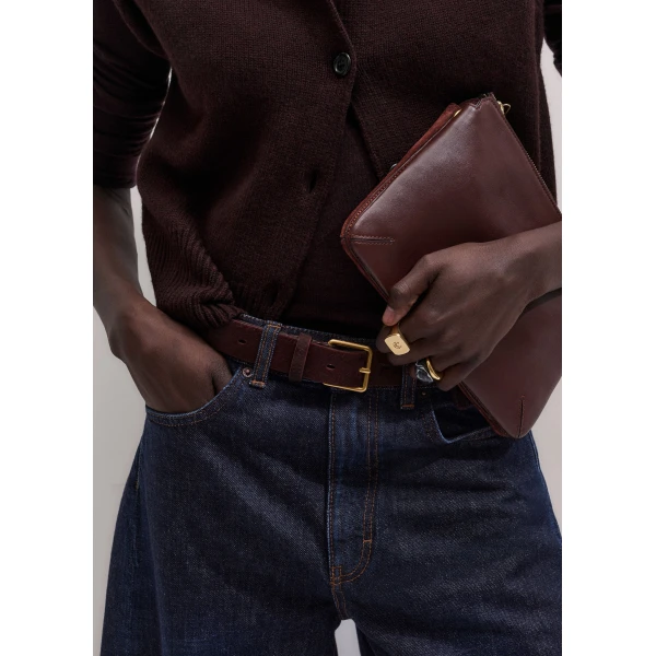 ME+EM Square Buckle Belt in Merlot
