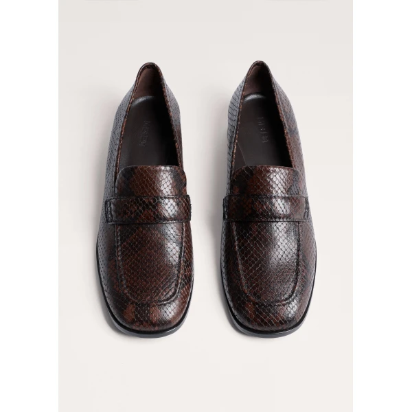 ME+EM Square Toe Loafer in Tan/Chocolate