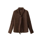 ME+EM Straight Blouse in Brown Multi | Shirts | Coveti