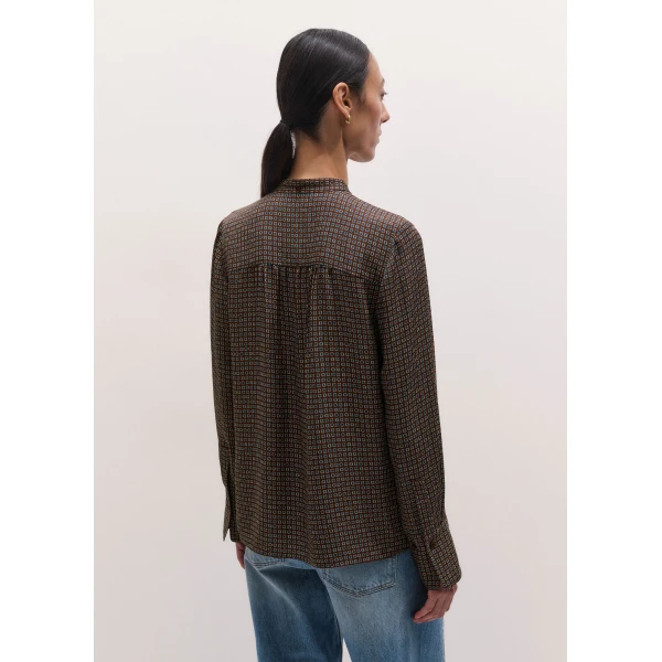 ME+EM Straight Blouse in Brown Multi, view 6 | Shirts | Coveti