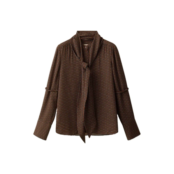 ME+EM Straight Blouse in Brown Multi | Shirts | Coveti