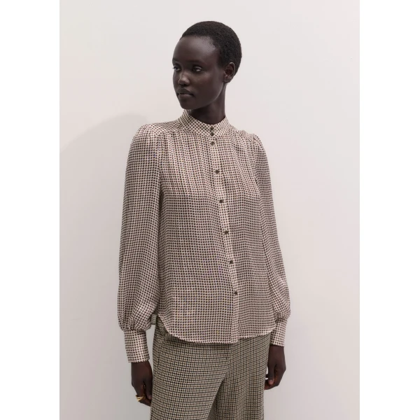 ME+EM Straight Blouse in Light Cream Multi