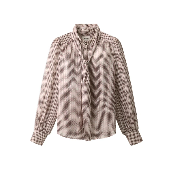 ME+EM Straight Blouse in Light Cream Multi