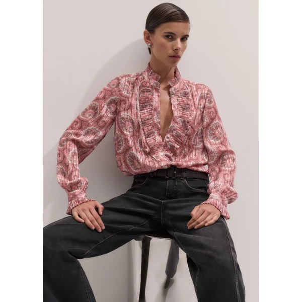 ME+EM Straight Blouse in Pink Multi