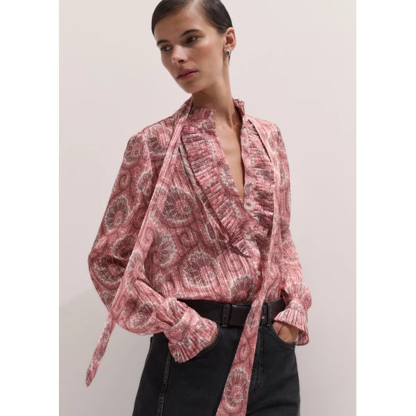 ME+EM Straight Blouse in Pink Multi