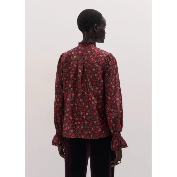 ME+EM Straight Blouse in Red Multi