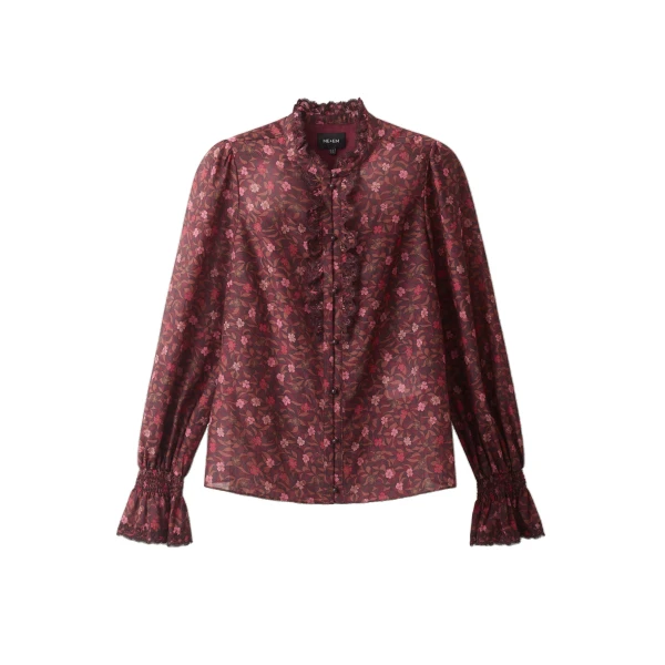 ME+EM Straight Blouse in Red Multi