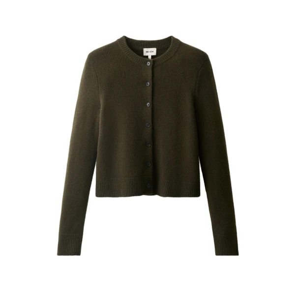 ME+EM Straight Cardigan in Rich Olive Green