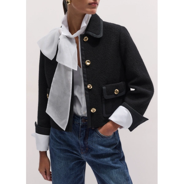ME+EM Straight Crop Jacket in Black, view 2 | Jackets | Coveti