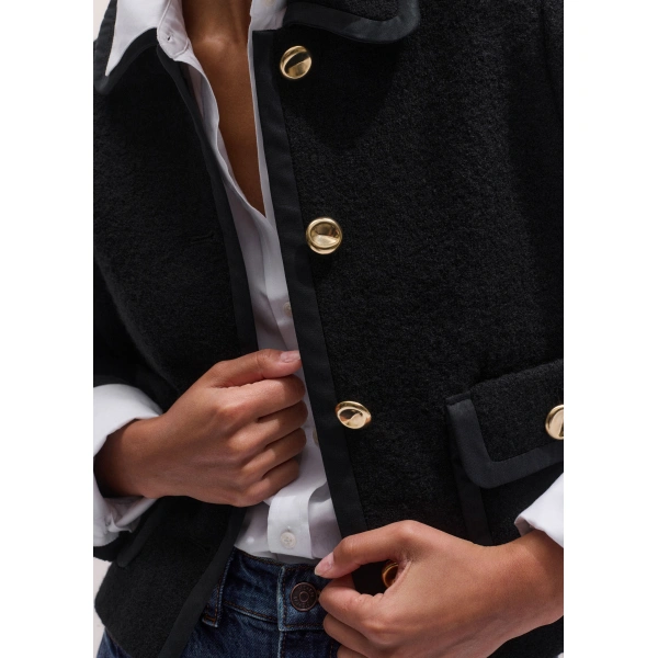 ME+EM Straight Crop Jacket in Black, view 3 | Jackets | Coveti