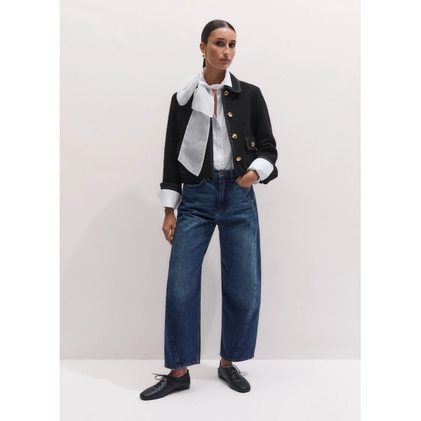 ME+EM Straight Crop Jacket in Black, view 4 | Jackets | Coveti