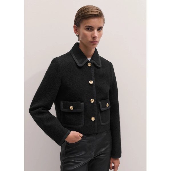 ME+EM Straight Crop Jacket in Black, view 6 | Jackets | Coveti