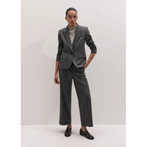 ME+EM Straight Crop Trouser in Grey Multi