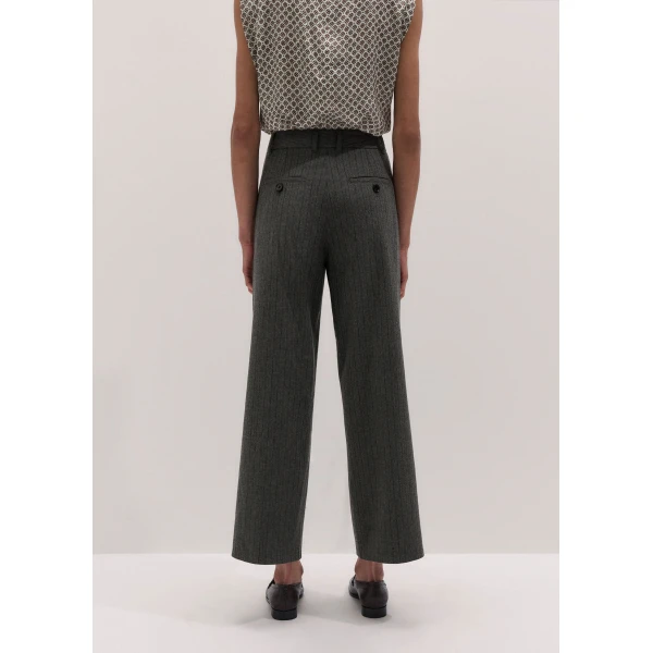ME+EM Straight Crop Trouser in Grey Multi