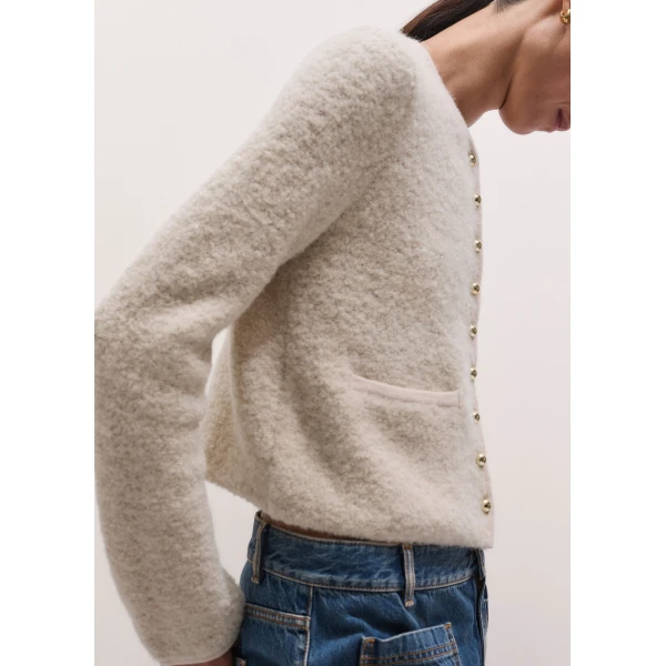 ME+EM Straight Knit Jacket in Cream, view 2 | Sweaters | Coveti