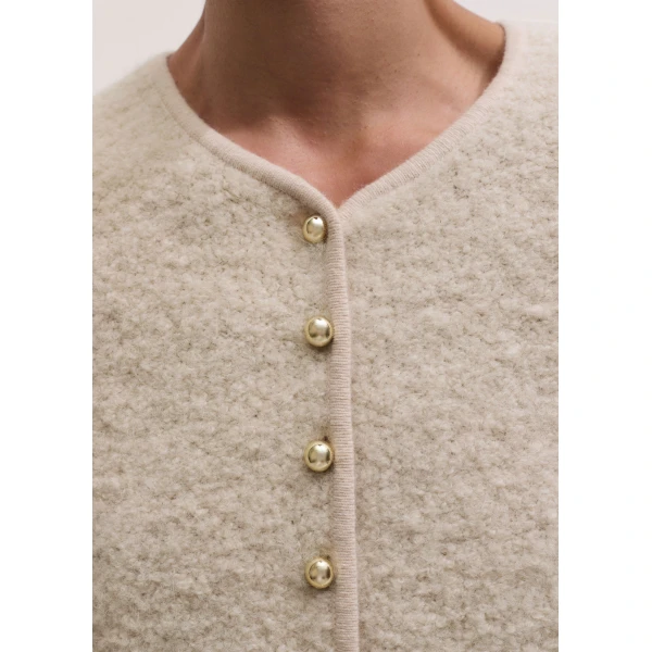 ME+EM Straight Knit Jacket in Cream, view 3 | Sweaters | Coveti
