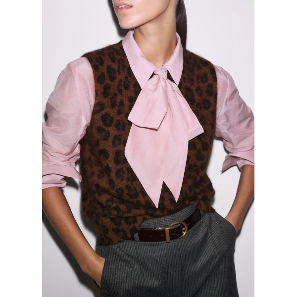 ME+EM Straight Knit Vest in Chocolate Multi, view 3 | Sweaters | Coveti