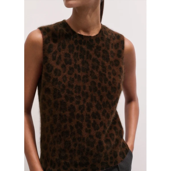 ME+EM Straight Knit Vest in Chocolate Multi, view 4 | Sweaters | Coveti