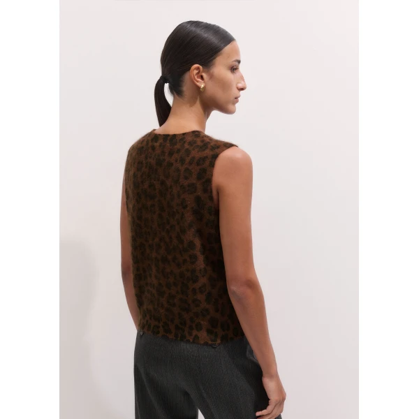 ME+EM Straight Knit Vest in Chocolate Multi, view 6 | Sweaters | Coveti
