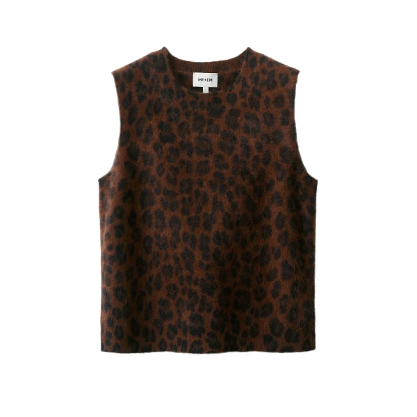 ME+EM Straight Knit Vest in Chocolate Multi | Sweaters | Coveti