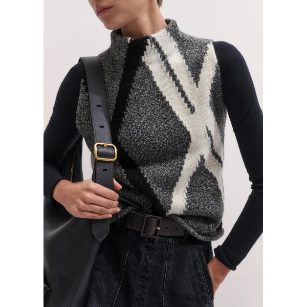 ME+EM Straight Knit Vest in Grey Multi