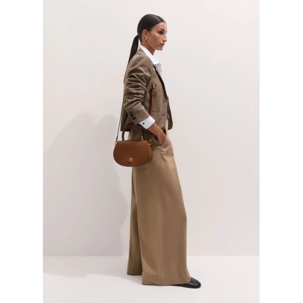 ME+EM Structured Saddle Bag in Dark Tan