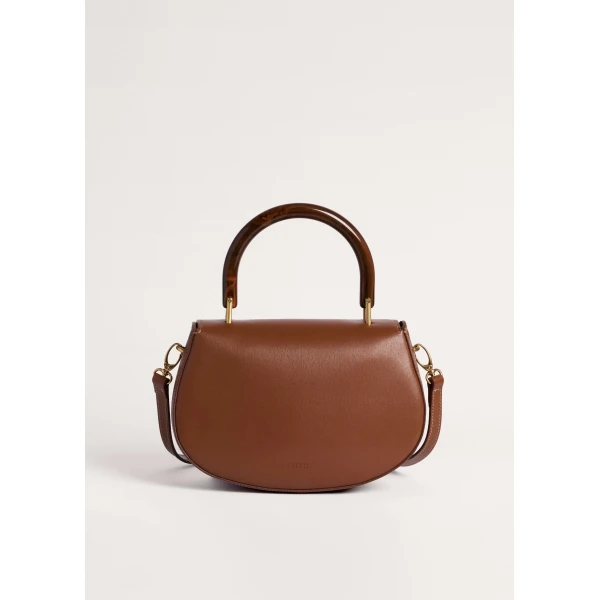 ME+EM Structured Saddle Bag in Dark Tan