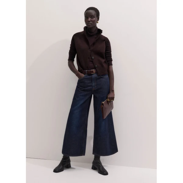 ME+EM Super Wide Crop Jean in Rinse Wash