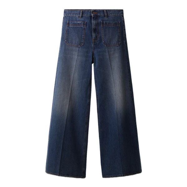 ME+EM Super Wide Flare Jean in Authentic Mid Blue Wash