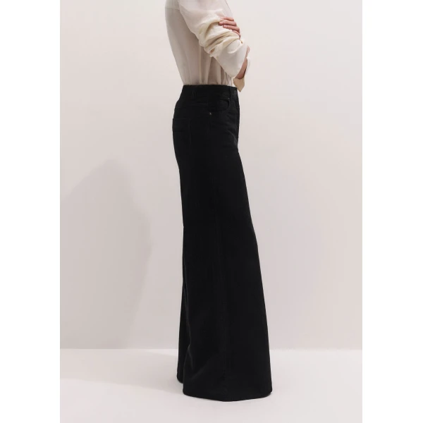 ME+EM Super Wide Flare Trouser in Black Wash, view 6 | Wide leg pants | Coveti