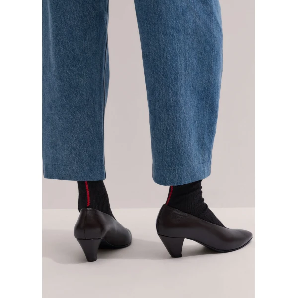 ME+EM Taper Heel Pump in Black Brown