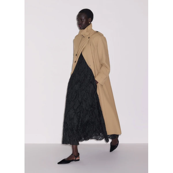 ME+EM Textured Tulle Fit + Flare Maxi Dress in Black, view 5 | Maxi Dresses | Coveti