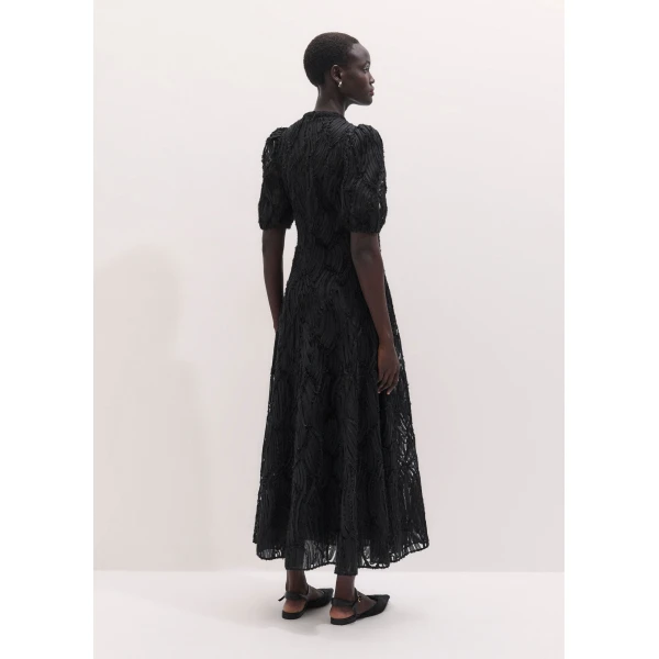 ME+EM Textured Tulle Fit + Flare Maxi Dress in Black, view 6 | Maxi Dresses | Coveti