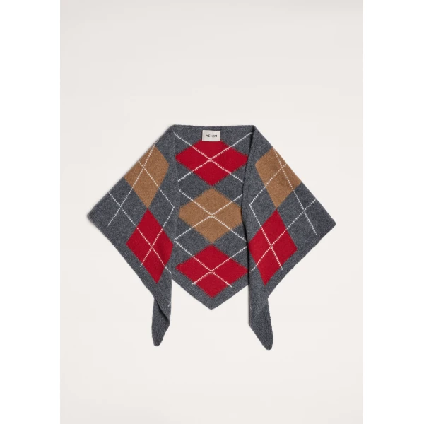 ME+EM Triangle Argyle Scarf in Grey Multi, view 2 | Scarves | Coveti