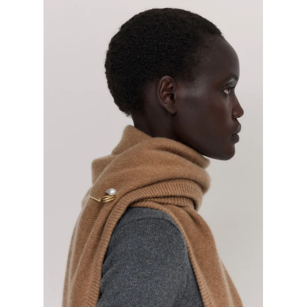 ME+EM Triangle Knit Scarf in Deep Camel