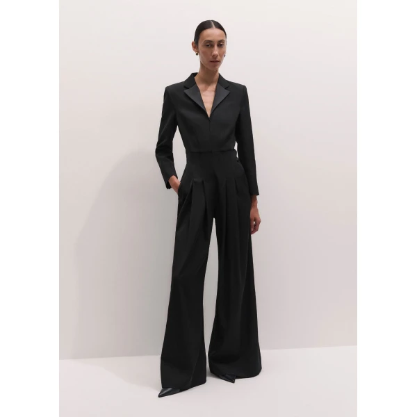 ME+EM Tux Ultra Wide Jumpsuit in Black, view 2 | Dresses | Coveti